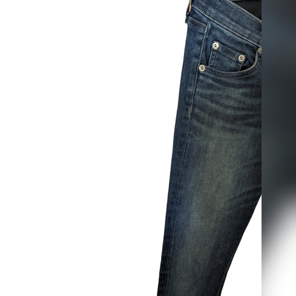 Rag & Bone dark blue stretch skinny jeans/Capri distressed/ raw hem/cuff 24"×27" - Picture 2 of 16